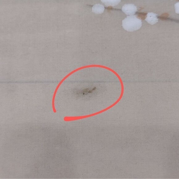 Vintage Japanese Hanging Scroll Art Silk Painting Asian Woman W/ Flowering Tree - Picture 10 of 13